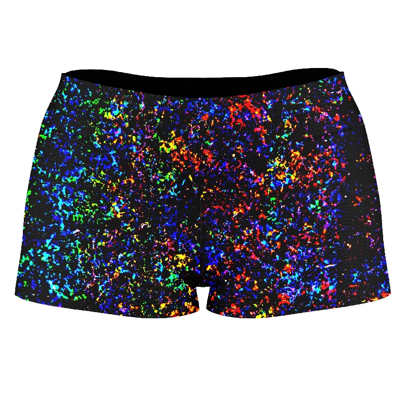 Lightning Rainbow High-Waisted Women's Shorts