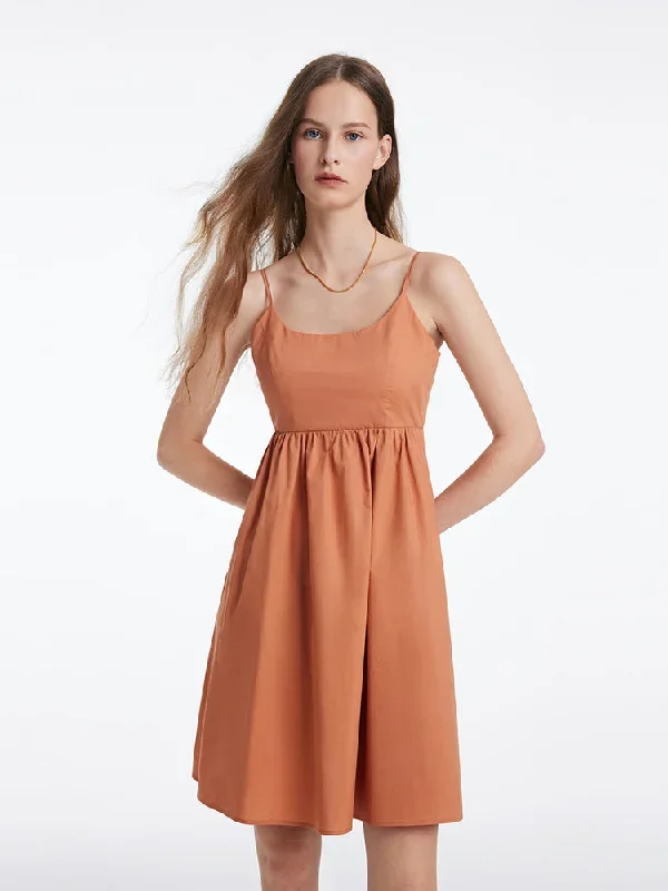 Loose A-Line Spaghetti Strap Dress With Detachabe Bra Pads