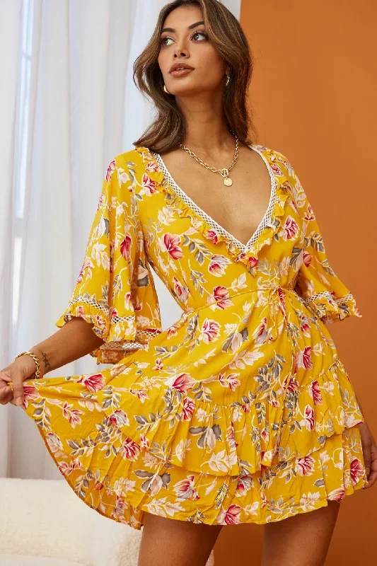 lotus-crochet-trim-angel-sleeve-dress-floral-print-mustard