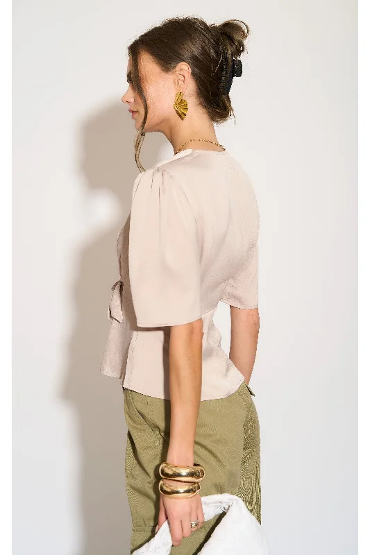 love-sunshine-beige-short-sleeve-knotted-crepe-satin-top