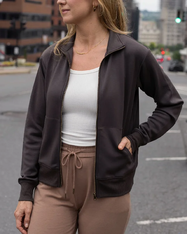 Luxe Knit Portobello Zip Up Jacket