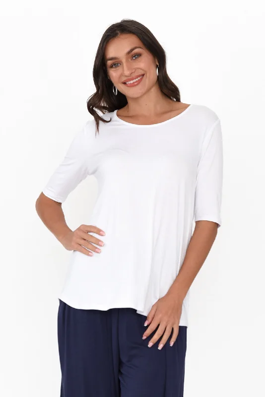 Maya White Half Sleeve Tee