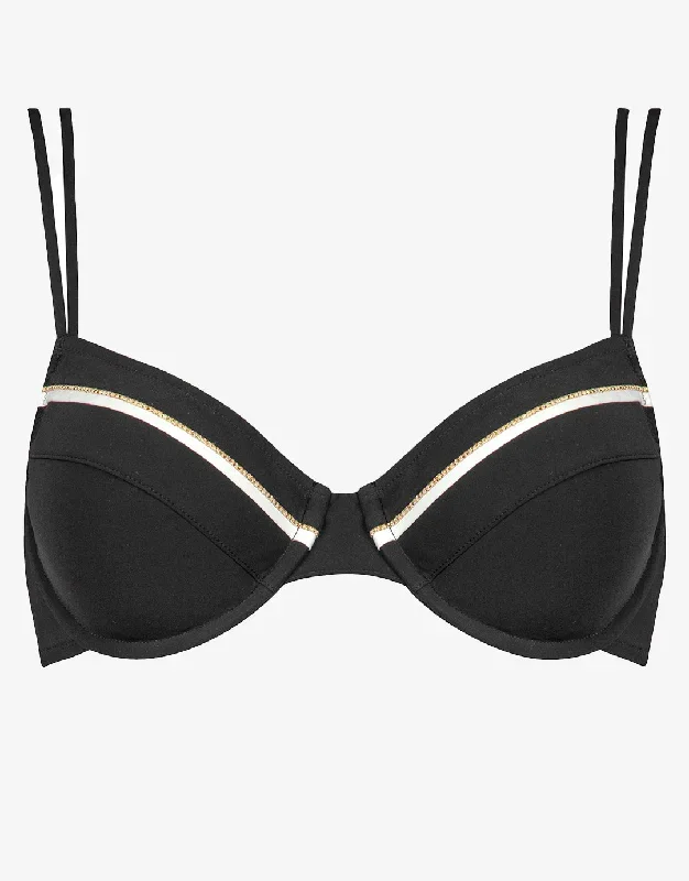 Metrics Underwired Bikini Top - Black White and Gold