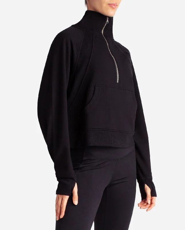 mixed-rib-half-zip-jacket