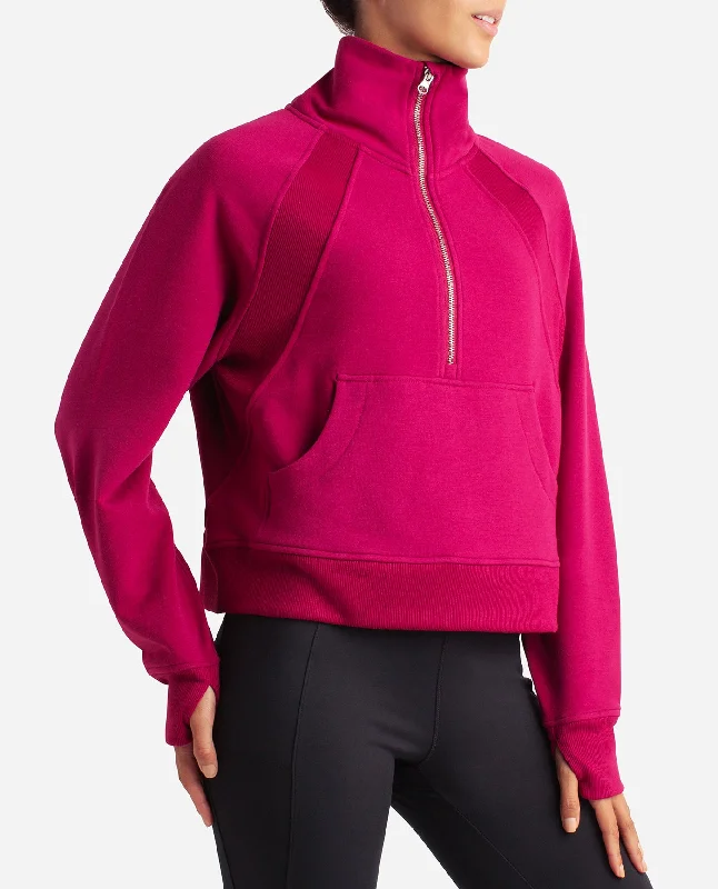 mixed-rib-half-zip-jacket