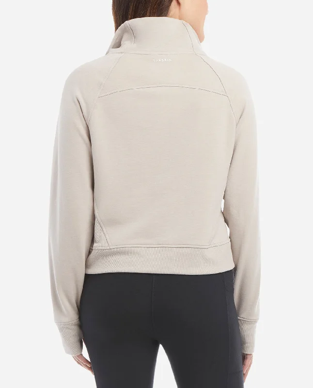 mixed-rib-half-zip-jacket