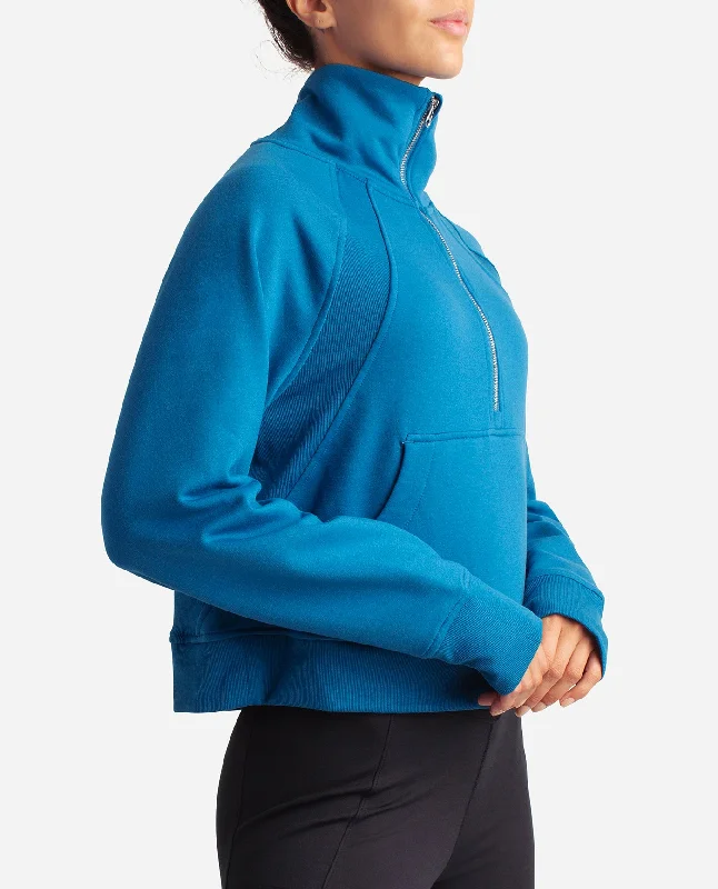 mixed-rib-half-zip-jacket