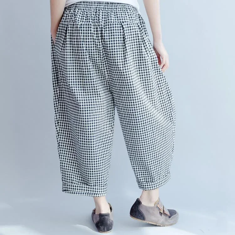 new-2017-gray-casual-plaid-pants-oversize-summer-harem-pants