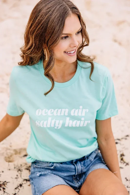 Ocean Air Salty Hair Mint Green Graphic Tee