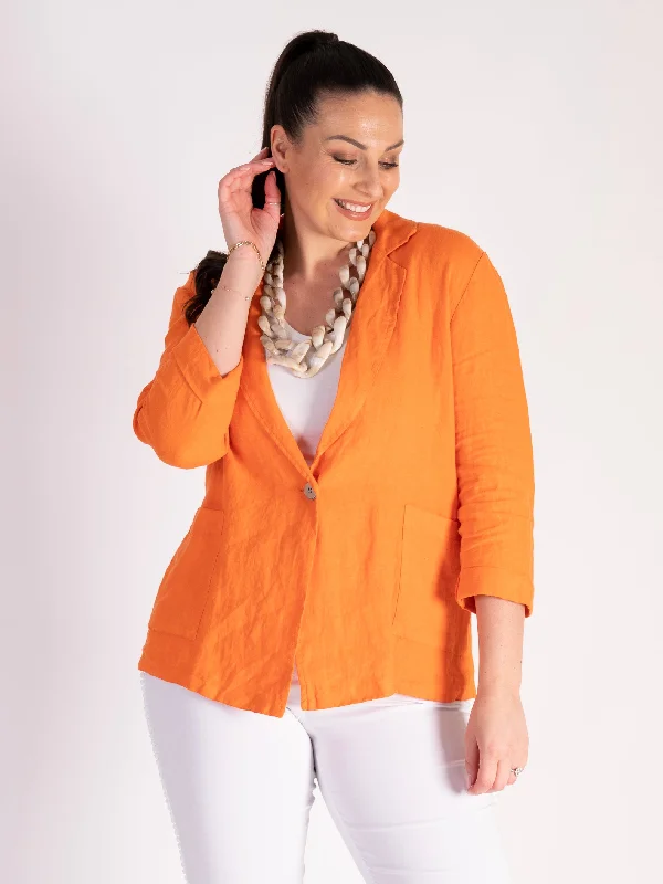 Orange Linen Jacket with Lace Back Panel