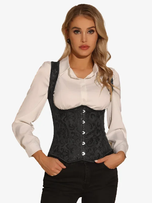 Bustier Tops Gothic Jacquard Shoulder Straps Tank Underbust Corset