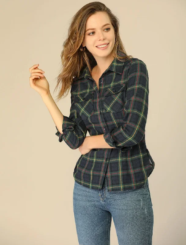 St Patrick's Day Casual Long Sleeve Cotton Button Down Plaid Shirt