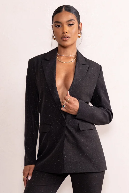 paola-black-glitter-plunge-neck-oversize-blazer-cl127797002