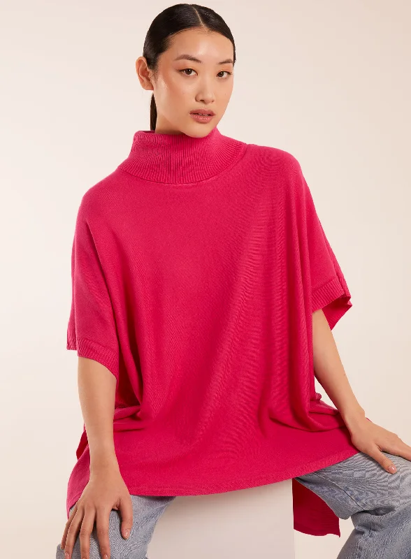 pink-high-neck-poncho