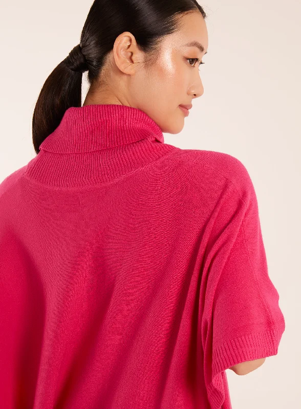 pink-high-neck-poncho