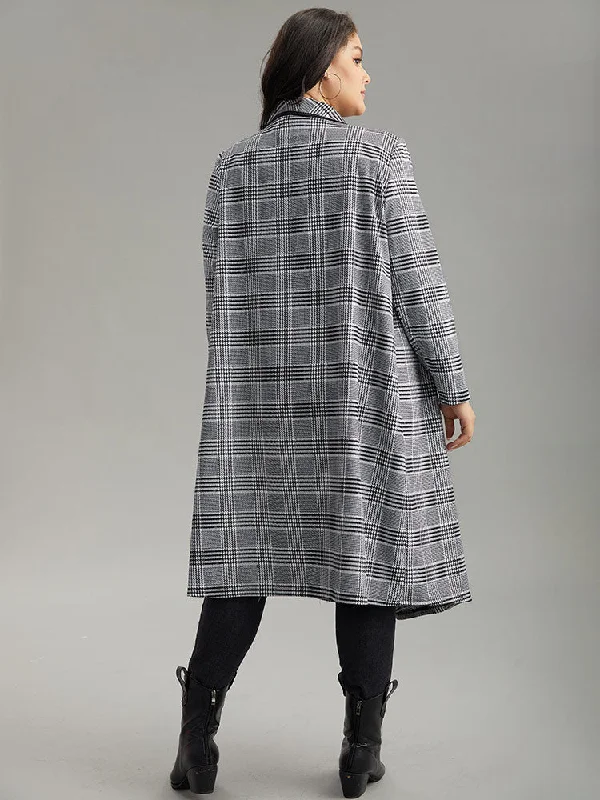 plaid-asymmetrical-neck-open-front-kimono