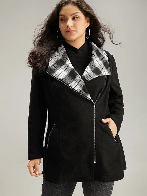 plaid-patchwork-lapel-collar-zipper-coat