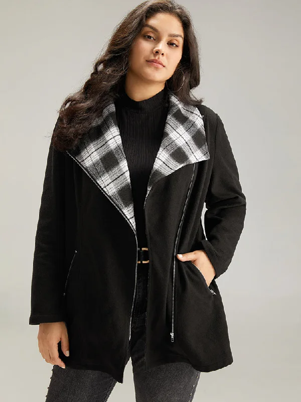 plaid-patchwork-lapel-collar-zipper-coat