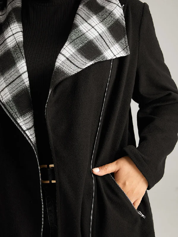 plaid-patchwork-lapel-collar-zipper-coat