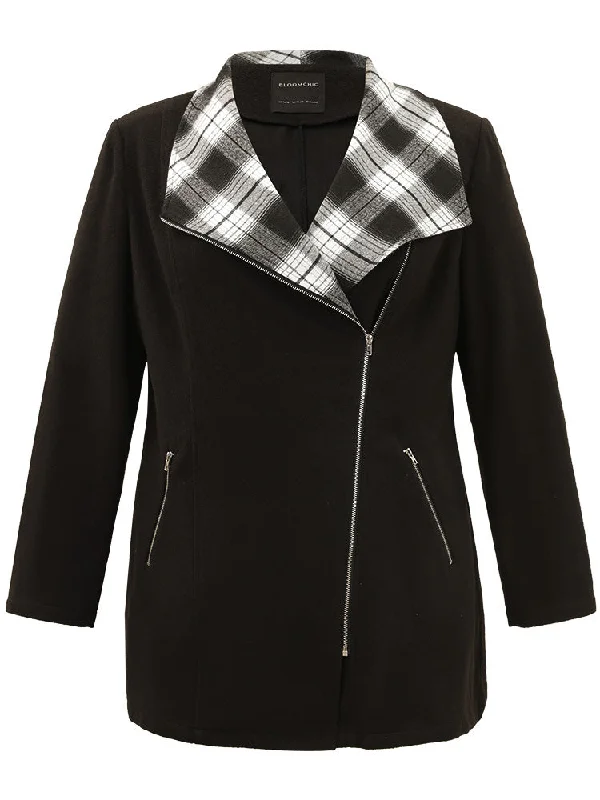 plaid-patchwork-lapel-collar-zipper-coat