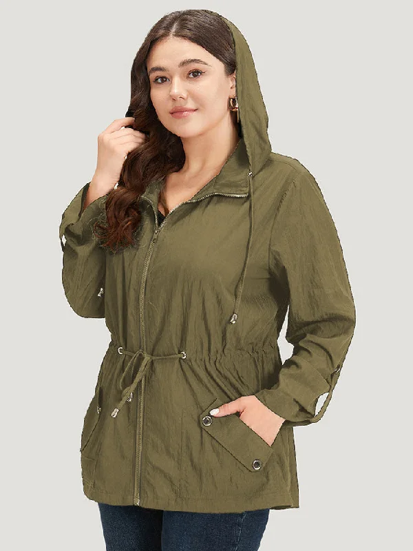 plain-hooded-zipper-drawstring-tab-sleeve-coat