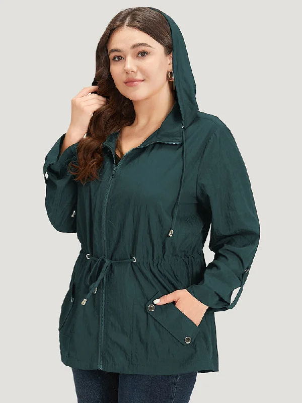 plain-hooded-zipper-drawstring-tab-sleeve-coat