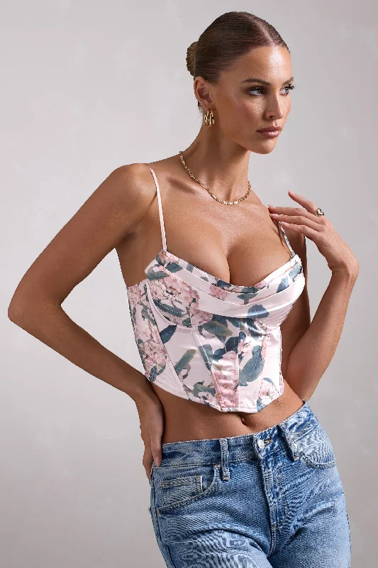 Prosecco | Pink Satin Draped Corset Top