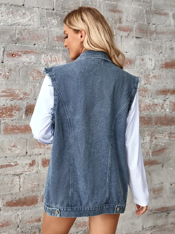 raw-hem-sleeveless-button-up-denim-jacket