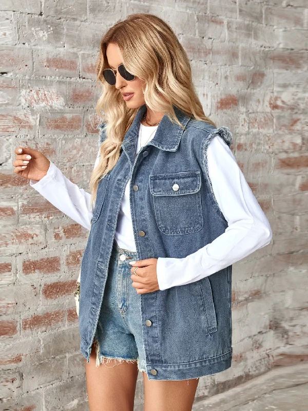 raw-hem-sleeveless-button-up-denim-jacket