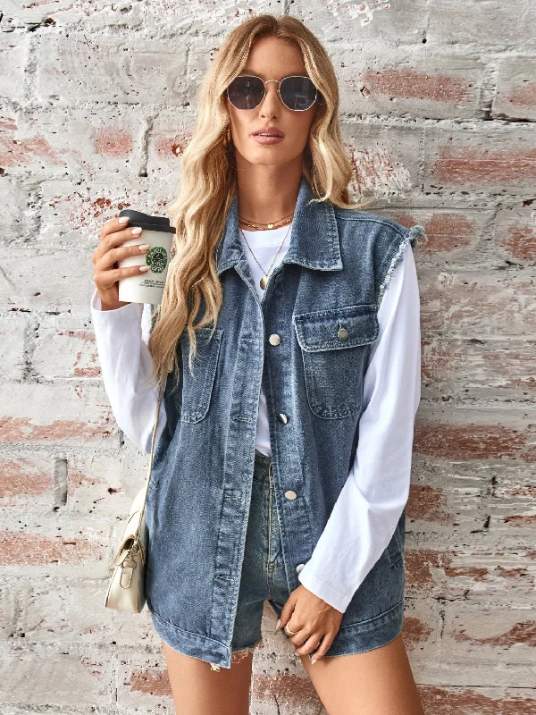 raw-hem-sleeveless-button-up-denim-jacket