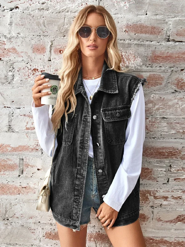 raw-hem-sleeveless-button-up-denim-jacket