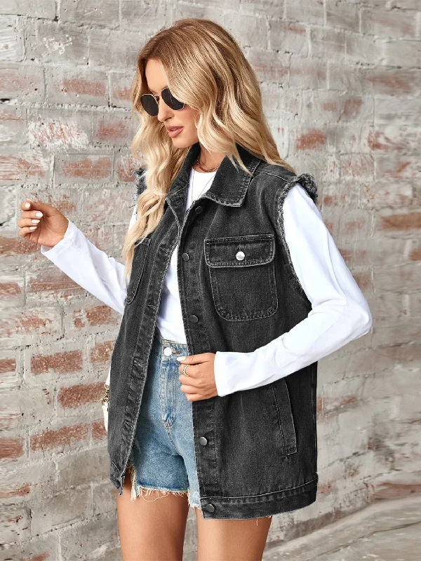 raw-hem-sleeveless-button-up-denim-jacket