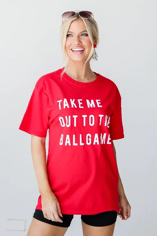 Red Take Me Out To The Ballgame Tee