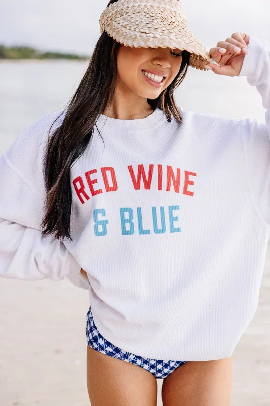 Red Wine and Blue White Corded Graphic Sweatshirt