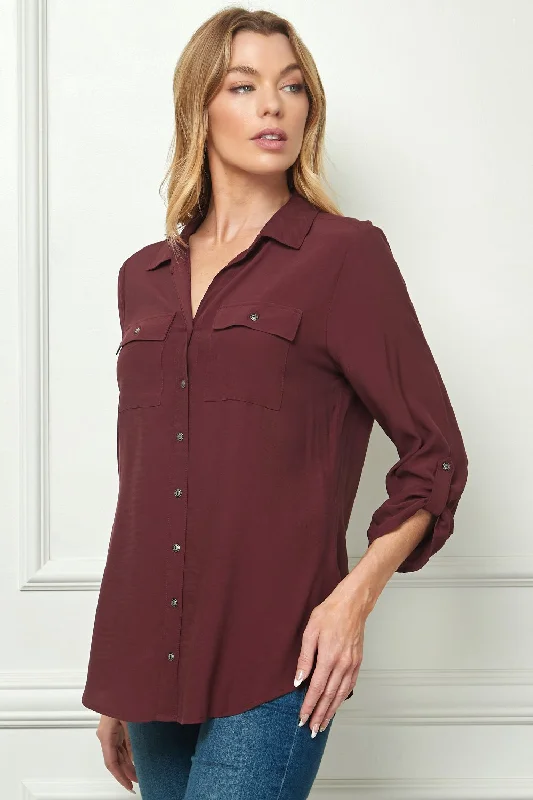 sara-michelle-3-4-button-tab-sleeve-patch-pockets-button-front-johnny-collar-top