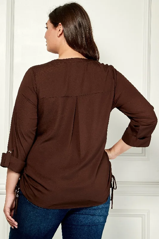 sara-michelle-3-4-button-tab-sleeve-patch-pockets-side-ties-popover