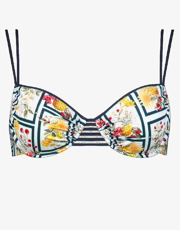 Scenery Underwired Bikini Top - Monochrome Garden