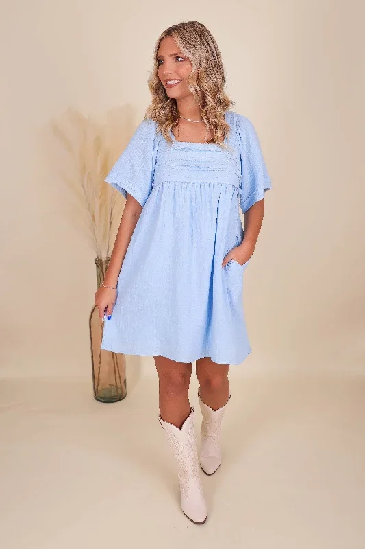 RESTOCK: See Me Over Here Dress-Sky