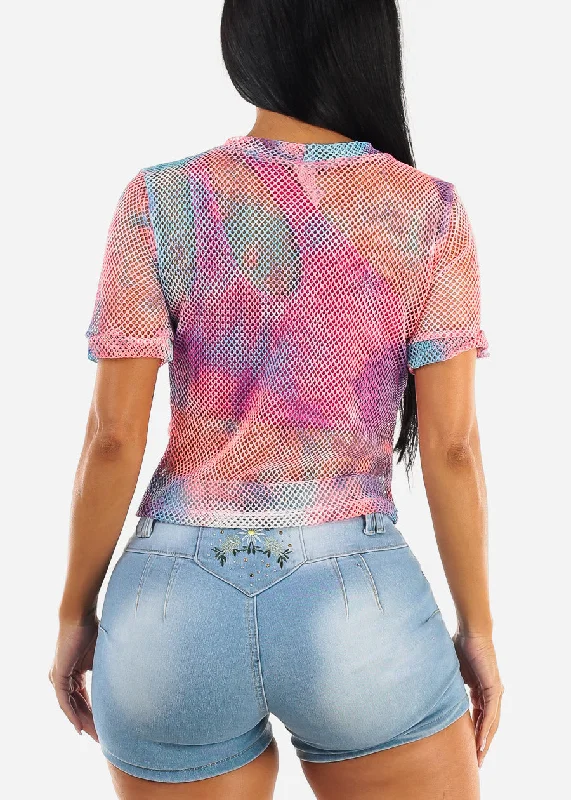 short-sleeve-tie-dye-fishnet-top-pink-blue-9722blumulti