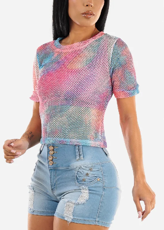 short-sleeve-tie-dye-fishnet-top-pink-blue-9722blumulti