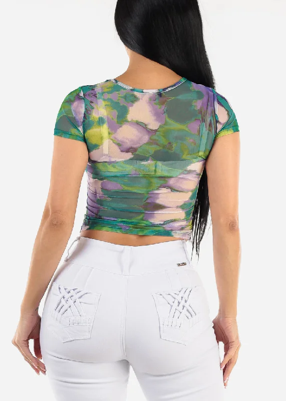 short-sleeve-tie-dye-mesh-top-green-9733greenmult