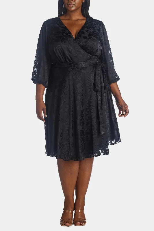 Silk Burnout Wrap Dress