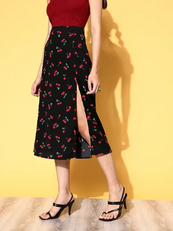 sk3518bk-berrylush-women-black-red-cherry-print-high-slit-midi-a-line-skirt