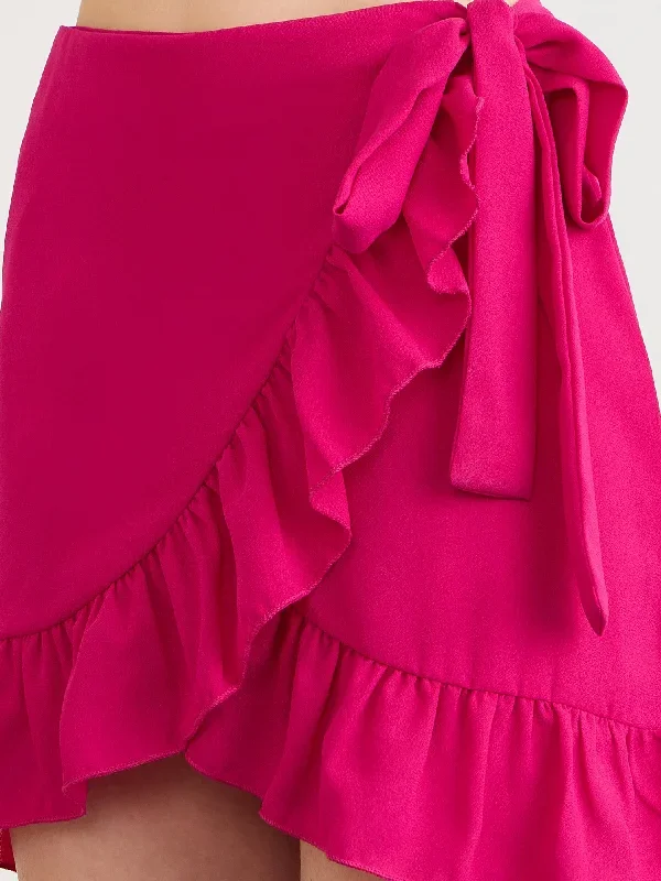 sk6800pk-berrylush-women-solid-pink-high-rise-tie-up-waist-tulip-hem-wrap-ruffled-mini-skirt