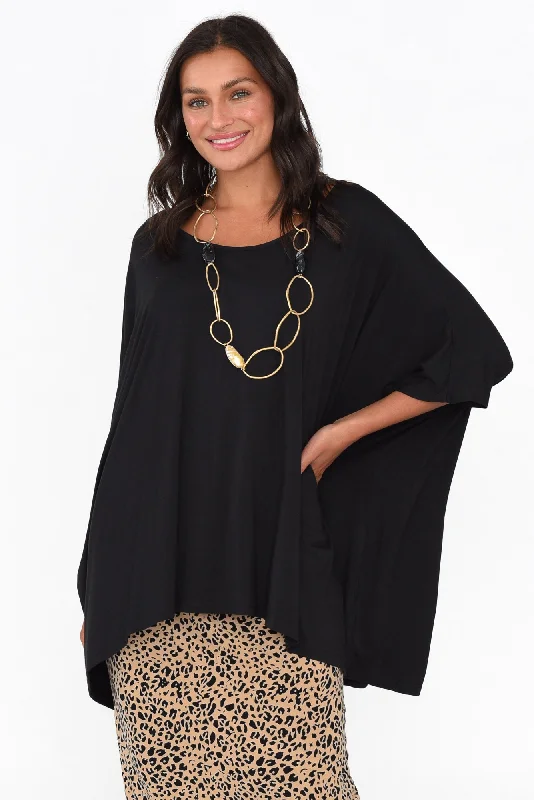 Sorronda Black Bamboo Batwing Top