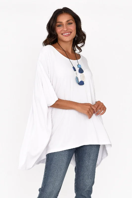 Sorronda White Bamboo Batwing Top