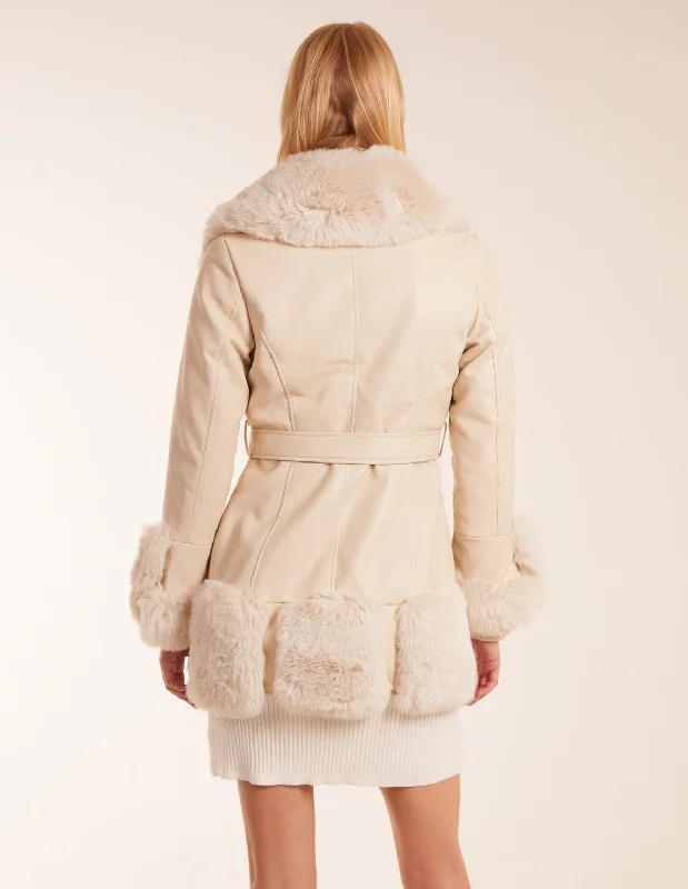 stone-faux-fur-collar-pu-belted-coat