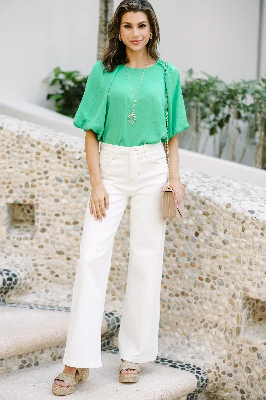 take-it-easy-green-bubble-sleeve-blouse