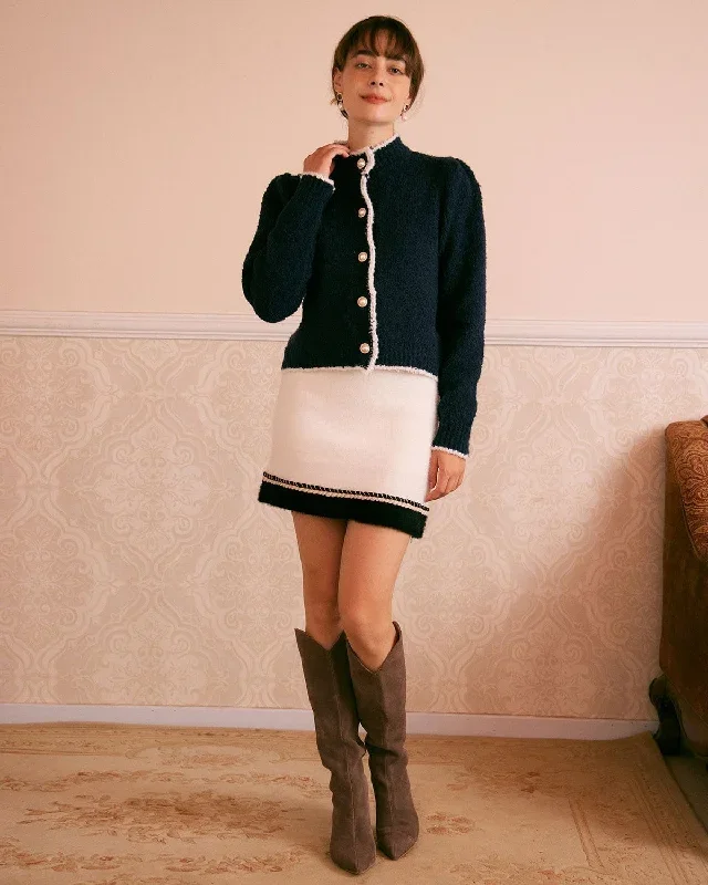 the-beige-elastic-colorblock-knit-mini-skirt