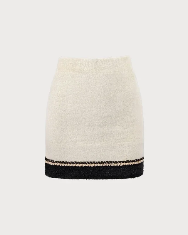 the-beige-elastic-colorblock-knit-mini-skirt